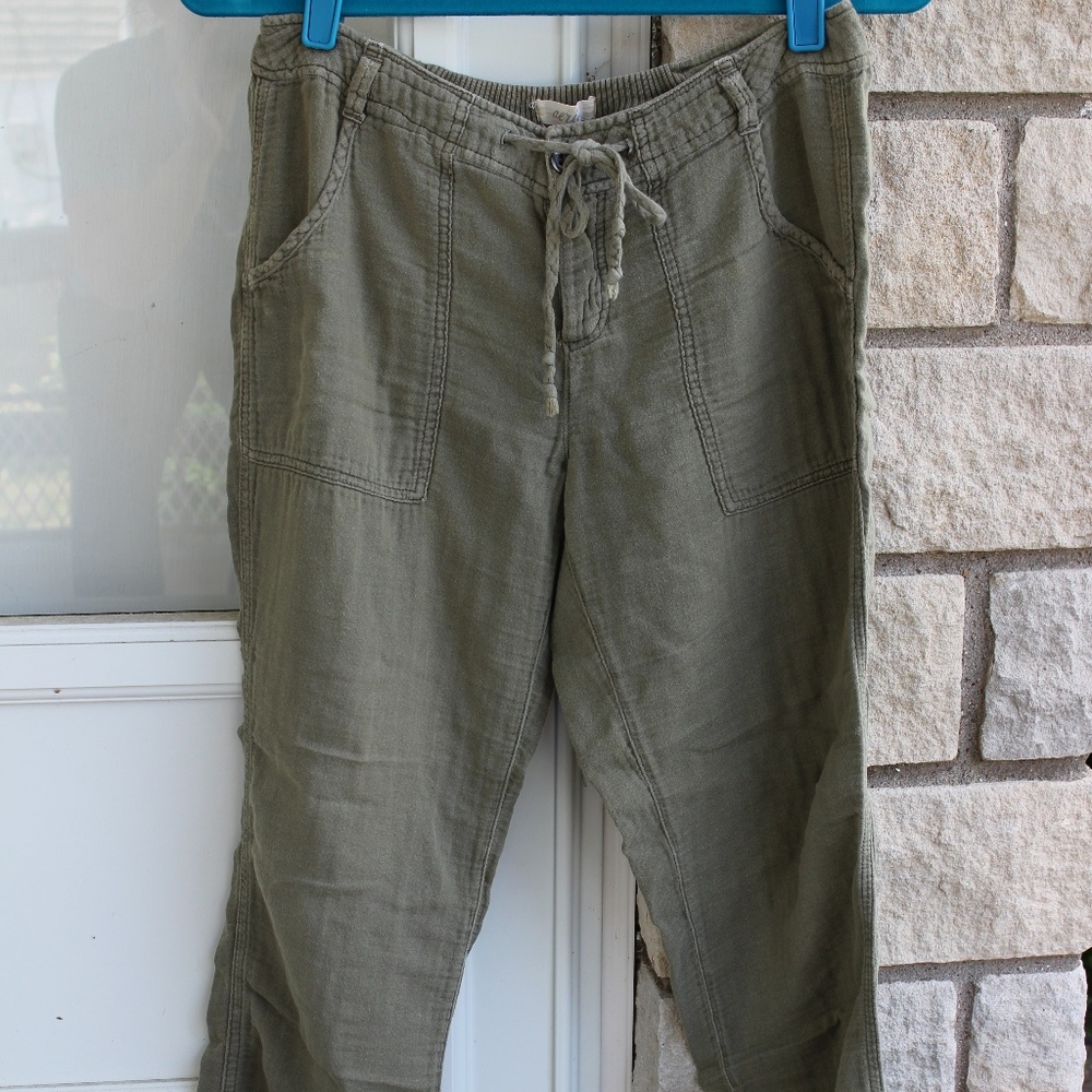 Aerie Linen Joggers in Military Green